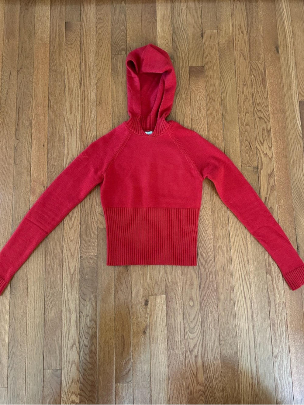 Frankies Bikinis Cloud Knit Hazel Knit Hoodie - “heartstrings” red size M